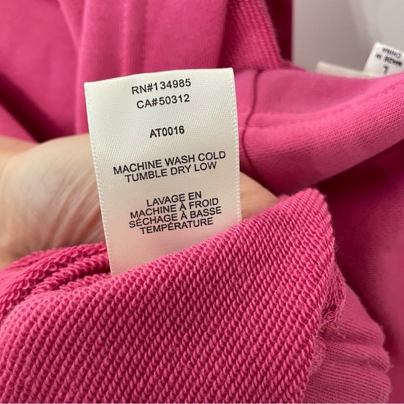 For Love & Lemons Ellie Cropped Sweatshirt Pink Hooded Long Sleeve Size Large 8 - Picture 12 of 13